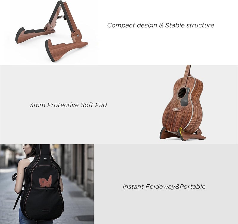 DIDA Lightweight Foldable A- Frame Plastic Guitar Stand for Acoustic, Electric Guitars, Ukulele, Guitar Stand Floor, Portable Travel Stand, Single Guitar Holder (Rosewood) - Image 5